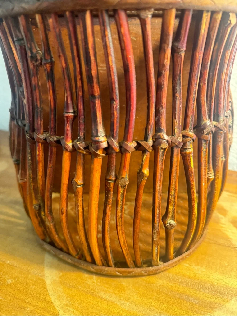 VINTAGE BAMBOO/ RATTAN WALL SCONCE PLANTER/BASKET